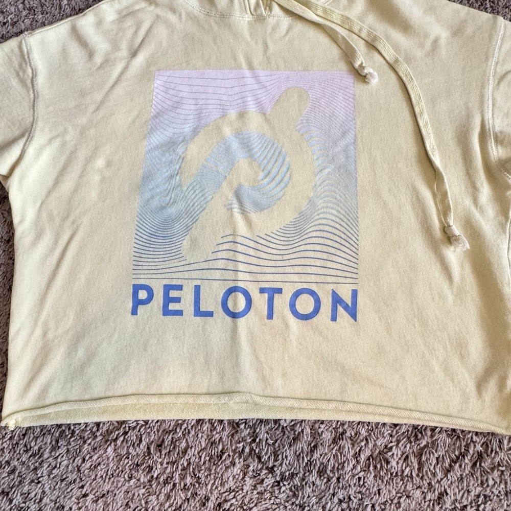 Peloton Cropped Hoodie Sweatshirt Size M Pastel Yellow Green‎ Athleisure - Picture 2 of 11